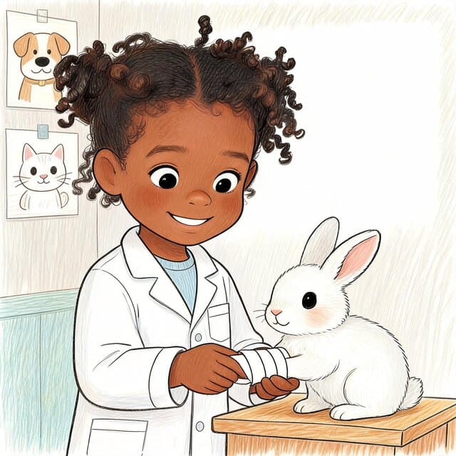 A page from a personalised children's book in Coloured pencil style, with the child drawn as the main character